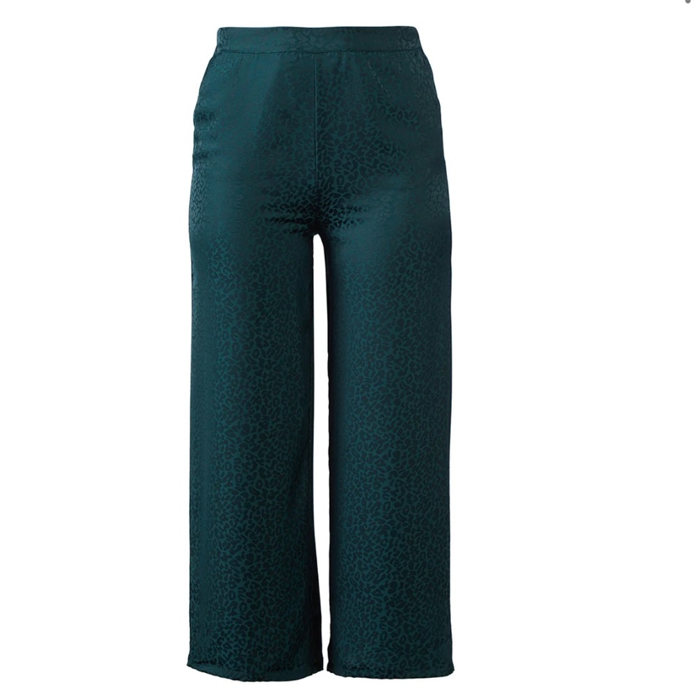 Tonal Leopard Print Hunter Green Pants